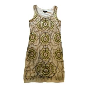 Sequin knee length dress in neutral  shades